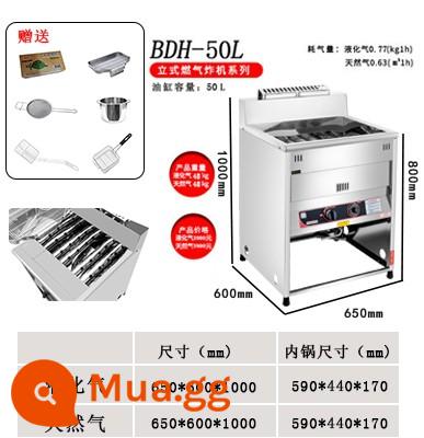 Leopard Ding máy tính để bàn nồi chiên gas hai thanh được kiểm soát nhiệt độ máy chiên chuỗi gà chặt máy thương mại gas hóa lỏng lò chiên gà gian hàng máy rán - Nồi chiên gas hóa lỏng ống chéo 50L