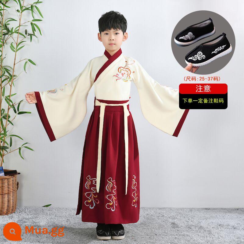 Hanfu trẻ em, tiết mục khai mạc trường mẫu giáo bé gái, trang phục bé trai phong cách Trung Hoa, đồng phục học sinh Trung Quốc, trang phục biểu diễn tiểu học nữ - Giày F-Z+ nam màu be và màu hạt dẻ. Vui lòng lưu ý cỡ giày.