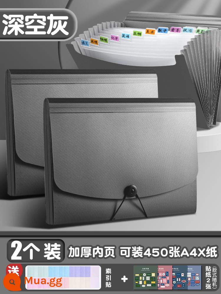 Thư mục mạnh mẽ túi lưu trữ giấy kiểm tra túi nhiều thẻ túi hồ sơ a4 túi kiểm tra kẹp dữ liệu giấy lưu trữ và hoàn thiện hiện vật sinh viên kẹp văn phòng phẩm dung lượng lớn túi chèn nhiều lớp vé hồ sơ khám thai - [Gói 2] 13 ô/màu xám không gian (nhãn dán DIY miễn phí + nhãn dán chỉ mục)