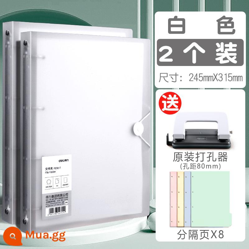 Đục lỗ 4 lỗ a4 mạnh mẽ Dụng cụ giao hàng kẹp tờ rơi 4 lỗ lưu trữ thư mục tờ rời 4 lỗ kẹp sách trong suốt kẹp giấy kẹp thông tin sách hoàn thiện giấy kiểm tra vỏ tạo tác chèn túi kẹp giấy dung lượng lớn - 2 gói [trắng] kèm dùi + 8 dải phân cách