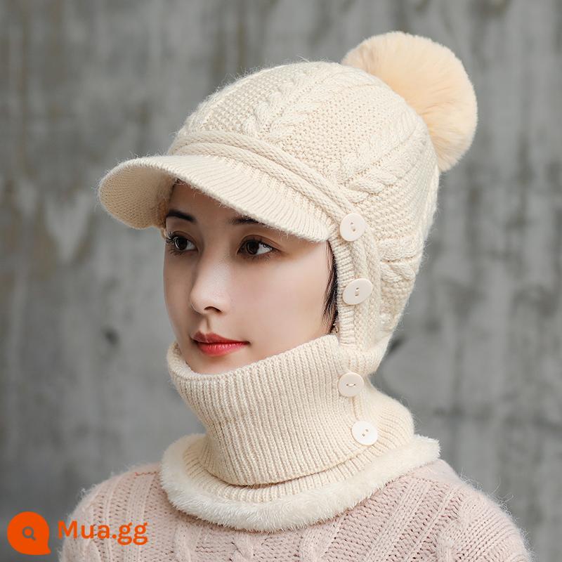 Nón Nữ Mùa Đông Của Cổ Khăn One Plus Nhung Đi Xe Đạp Điện Chống Lạnh Hood Ấm Hiện Vật Phong Cách Nước Ngoài Chống Gió - Phong cách xoắn màu be