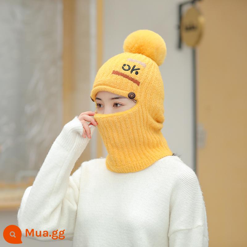 Nón Nữ Mùa Đông Của Cổ Khăn One Plus Nhung Đi Xe Đạp Điện Chống Lạnh Hood Ấm Hiện Vật Phong Cách Nước Ngoài Chống Gió - Phong cách màu vàng ok