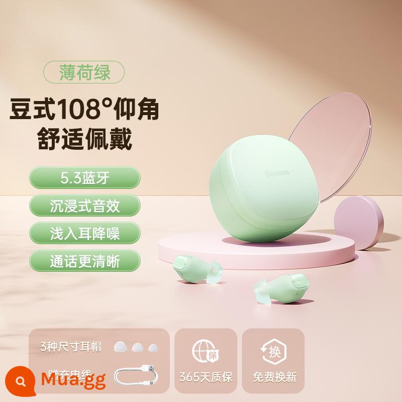 Tai nghe nhét tai không dây Baseus Bluetooth wm01 thích hợp cho Xiaomi OPPO giảm tiếng ồn cho nữ chất lượng cao mẫu mới 2023 - Mẫu cổ điển không có APP [Xanh bạc hà] Thoải mái khi đeo *Chất lượng âm thanh HD *Sạc nhanh