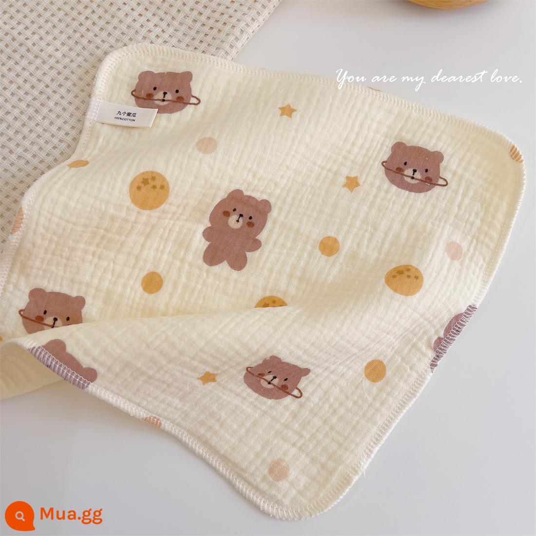 Khăn nước bọt cho bé, khăn gạc cotton nguyên chất, khăn ợ cho bé, khăn tay trẻ em, khăn lau mặt siêu mềm cho bé sơ sinh - Planet Bear - dày 6 lớp