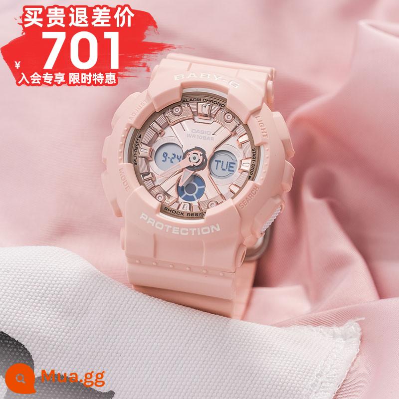 Đồng hồ CASIO nữ hạt ngọc trai baby-g liên doanh trang web chính thức mới giới hạn đồng hồ điện tử thể thao BA130 - 6.BA-130-4A [Bột đào xu hướng ngọt ngào]