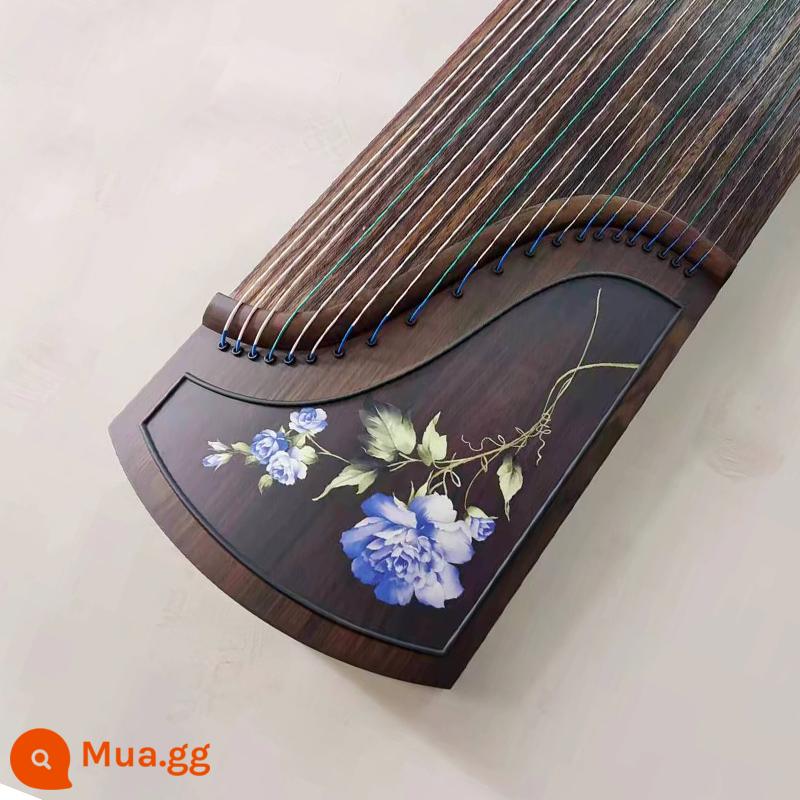 Gỗ nguyên khối 163 guzheng cửa hàng đàn piano khuyến nghị người mới bắt đầu kiểm tra đầu vào giảng dạy cấp độ mười chuyên nghiệp chơi đàn tam thập lục cho trẻ em người lớn - Mẫu đơn màu quốc gia (bộ ghế đẩu đầy đủ)