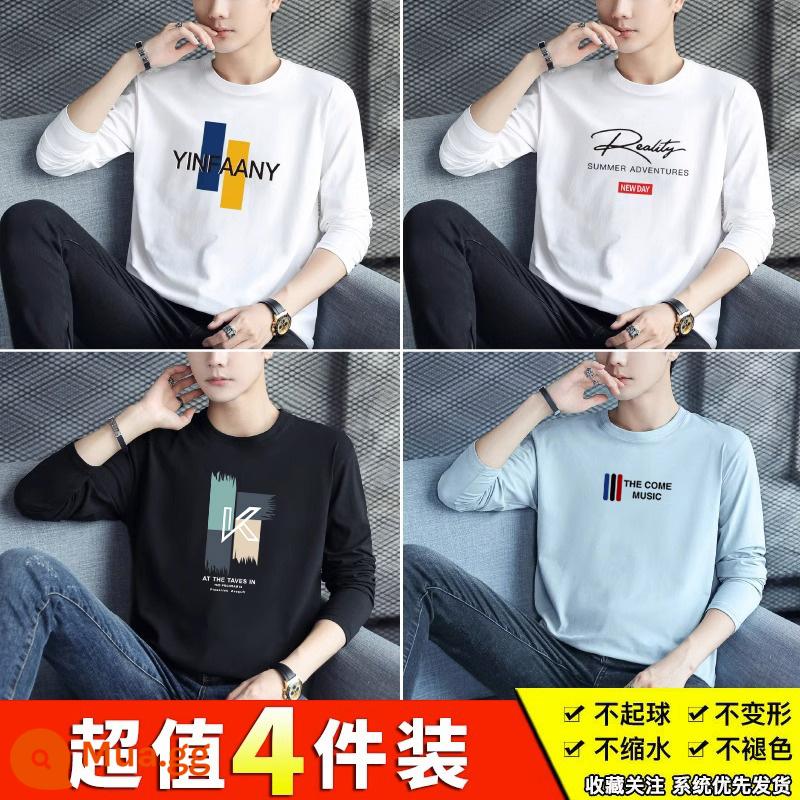 Semir Nhóm Áo Thun Nữ Tay Dài In Nam 2023 Mới Xuân Thu Hợp Thời Trang Quần Áo Thu Đông Cotton Đáy Áo Sơ Mi - 7-2174 trắng+2149 trắng+905 đen+903 xanh