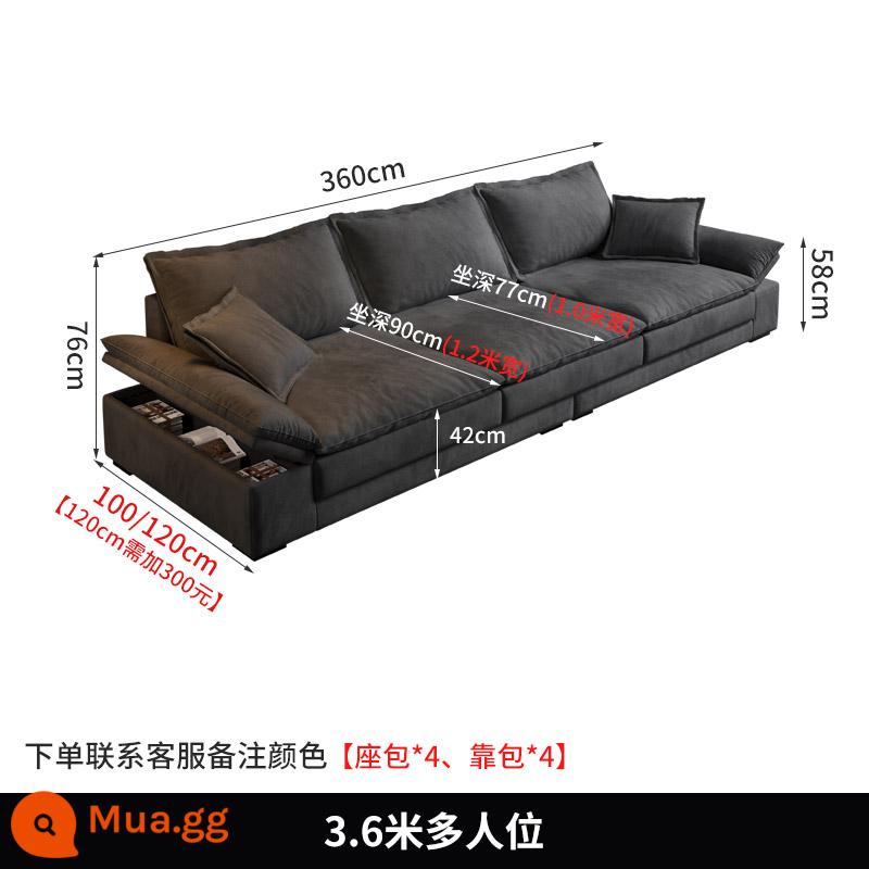 Hiện đại tối giản sofa phòng khách công nghệ vải căn hộ nhỏ Bắc Âu Ý tối giản vải ánh sáng cao su sang trọng xuống ghế sofa - Thêm 3,6 mét chỗ ngồi