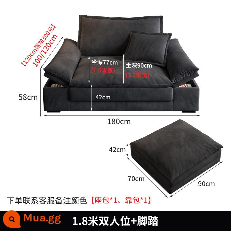 Hiện đại tối giản sofa phòng khách công nghệ vải căn hộ nhỏ Bắc Âu Ý tối giản vải ánh sáng cao su sang trọng xuống ghế sofa - Ghế đôi 1,8m + chỗ để chân