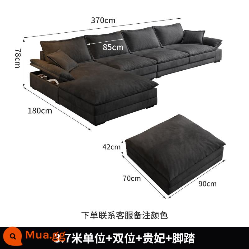 Hiện đại tối giản sofa phòng khách công nghệ vải căn hộ nhỏ Bắc Âu Ý tối giản vải ánh sáng cao su sang trọng xuống ghế sofa - 3,7 mét đơn và đôi đắt tiền + bàn đạp