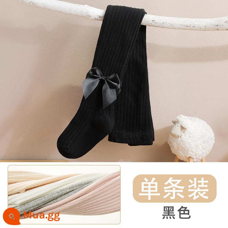 Quần lót bé gái cộng với nhung dày dặn mùa thu và áo khoác ngoài mùa đông cho bé Quần tất trẻ em cotton nguyên chất màu trắng mẫu xuân thu - [Phong cách xuân thu] Đen