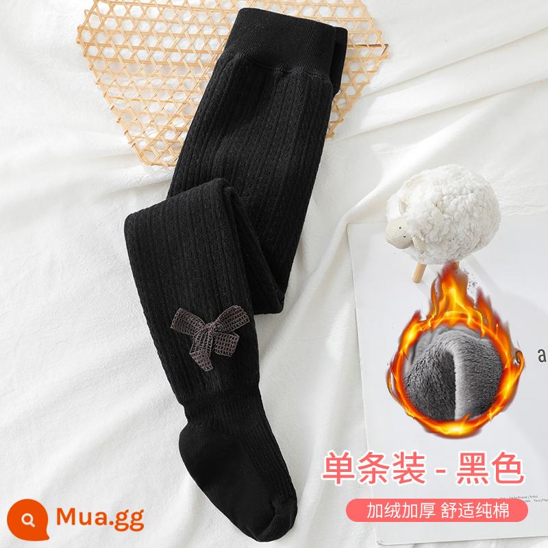 Quần lót bé gái cộng với nhung dày dặn mùa thu và áo khoác ngoài mùa đông cho bé Quần tất trẻ em cotton nguyên chất màu trắng mẫu xuân thu - 1 mảnh [đen] nhung và dày (kiểu xoắn)