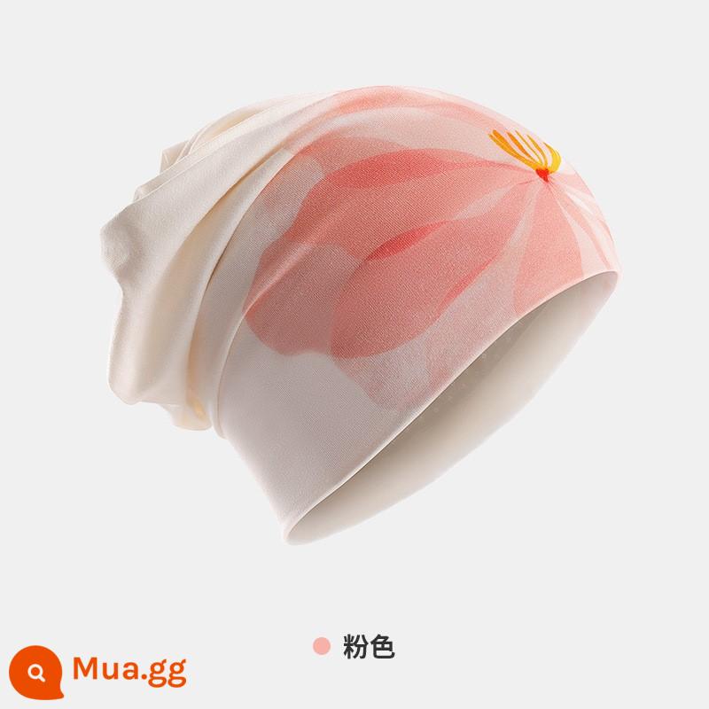 Mũ ngủ nữ cotton nguyên chất chống rối tóc không có cảm giác áp lực cotton mũ ngủ mùa đông mũ trùm đầu mũ hói cho người già - YMZ02 màu hồng (cotton chải kỹ bên trong và bên ngoài)