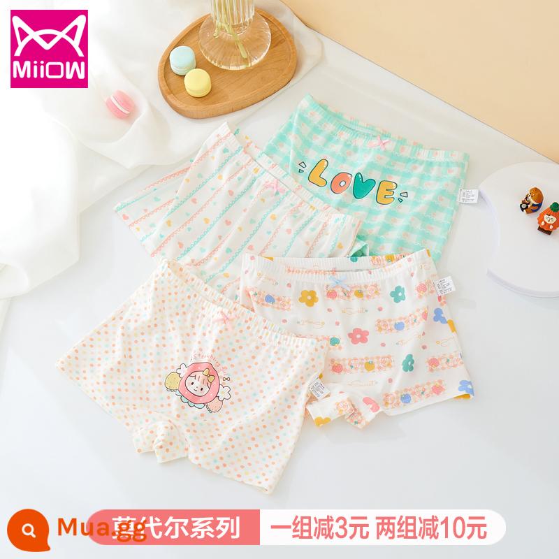 Mèo quần lót trẻ em bé gái cotton boxer bé gái tam giác bốn góc bé gái quần đùi cotton không kẹp mông - 504+506 (4 gói kiểu kháng khuẩn modal)