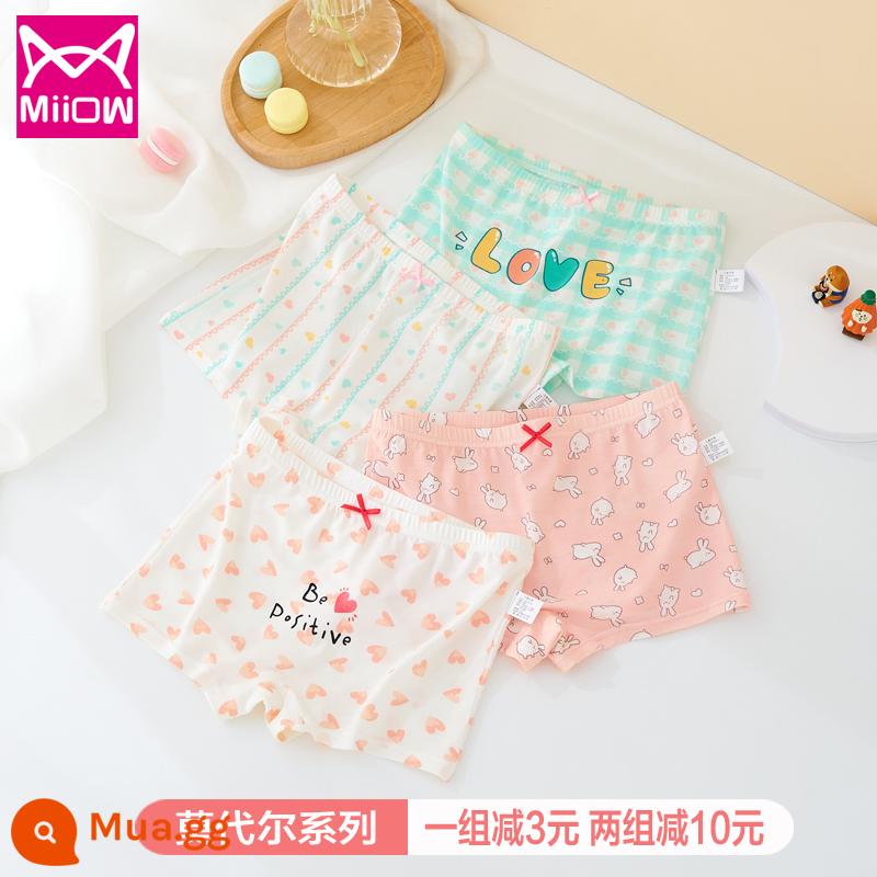 Mèo quần lót trẻ em bé gái cotton boxer bé gái tam giác bốn góc bé gái quần đùi cotton không kẹp mông - 501+506 (bộ 4 kiểu kháng khuẩn modal)