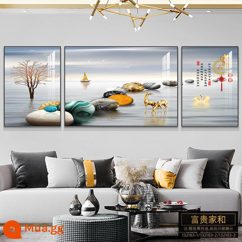 Tranh trang trí phòng khách ánh sáng sang trọng hiện đại tối giản treo tranh sofa nền tranh treo tường bầu không khí phong cách Trung Quốc mới bộ ba chân Bắc Âu - Phong cách Rich Family-I