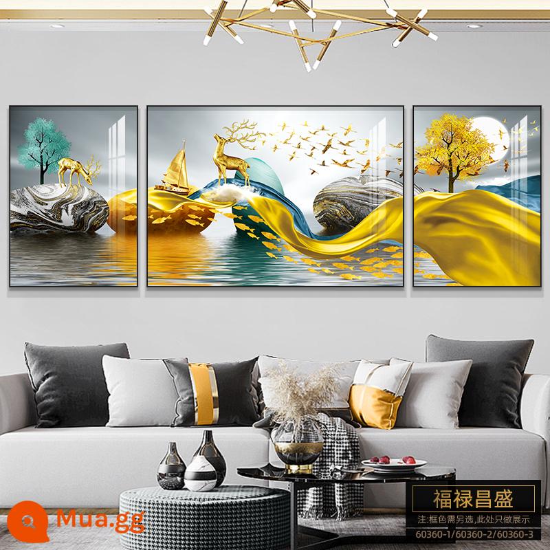 Tranh trang trí phòng khách ánh sáng sang trọng hiện đại tối giản treo tranh sofa nền tranh treo tường bầu không khí phong cách Trung Quốc mới bộ ba chân Bắc Âu - Mô hình Fulu Changsheng-W