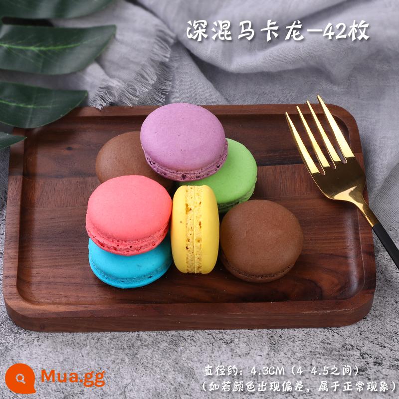 Trang trí bánh nướng Mori lát chanh bưởi lát vả quả sấy khô ăn được trang trí sinh nhật plug-in - Macaron pha trộn màu xám đen 42 miếng