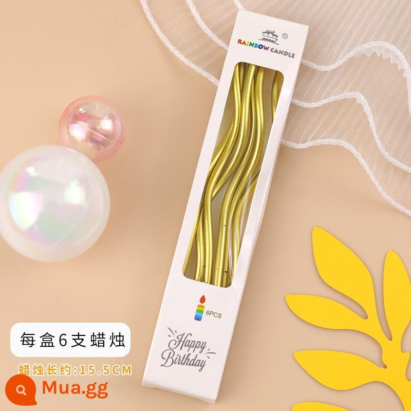 38 Ngày Phụ Nữ Tulip Mô Phỏng Hoa Hoa Hồng Trang Trí Bánh Cắm Ruy Băng Lưới Xung Quanh Lễ Hội Nữ Thần Ngày 8 Tháng 3 - Nến vàng cong vàng 6 miếng 5 hộp