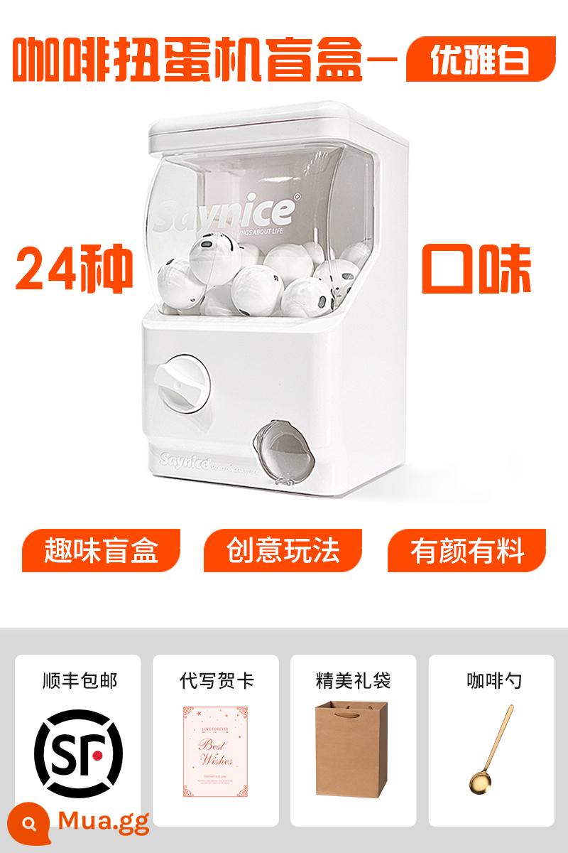 Saynice Cà Phê Gacha Máy Quà Tặng Sinh Nhật Cho Bạn Gái Thiết Thực Bạn Gái Cao Cấp Sáng Tạo Mù Hộp - [Elegant White] Máy pha cà phê Gashapon-24 hương vị + Hộp mù vui nhộn