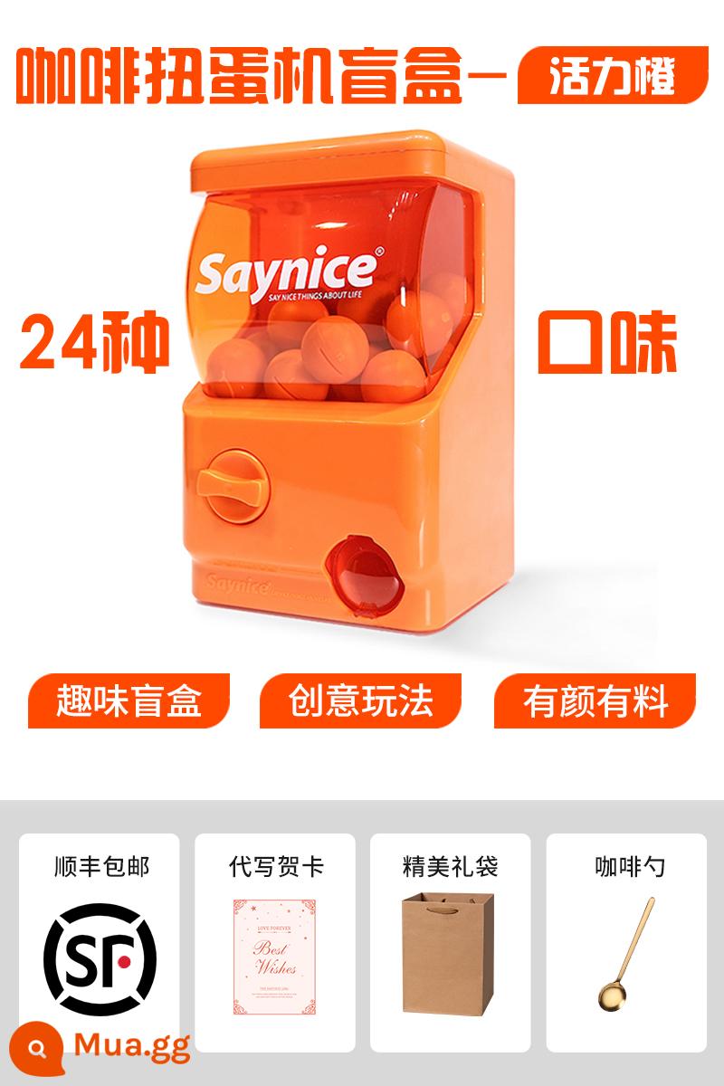 Saynice Cà Phê Gacha Máy Quà Tặng Sinh Nhật Cho Bạn Gái Thiết Thực Bạn Gái Cao Cấp Sáng Tạo Mù Hộp - [Ý nghĩa trái tim màu cam] Máy pha cà phê gashapon-24 hương vị + hộp mù thú vị