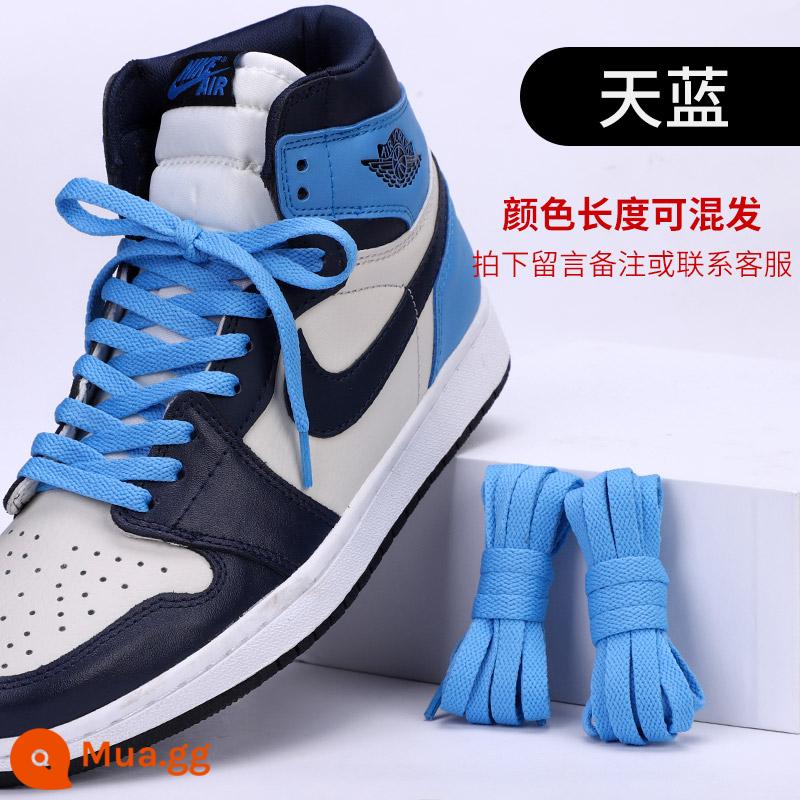 Dây giày Lexiang phù hợp với giày bóng rổ nam nike Nike aj1 dây buộc dây giày phẳng màu đen và trắng xanh đỏ be cho nữ - 1 đôi màu xanh da trời [Mua 1 tặng 1] ♥ Thay thế miễn phí trong một năm