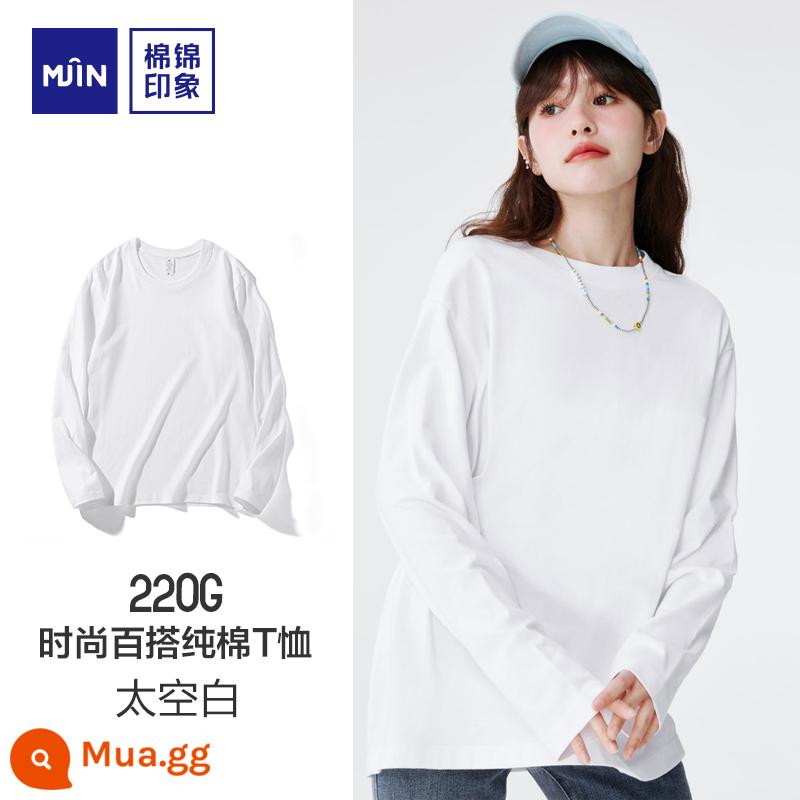 [Hiện vật đa năng] Cotton thổ cẩm ấn tượng 220G Áo thun dài tay mùa thu có đáy 100% Tân Cương chải kỹ cotton nhỏ gọn - Khoảng trống dày [Quy định về giới tính]