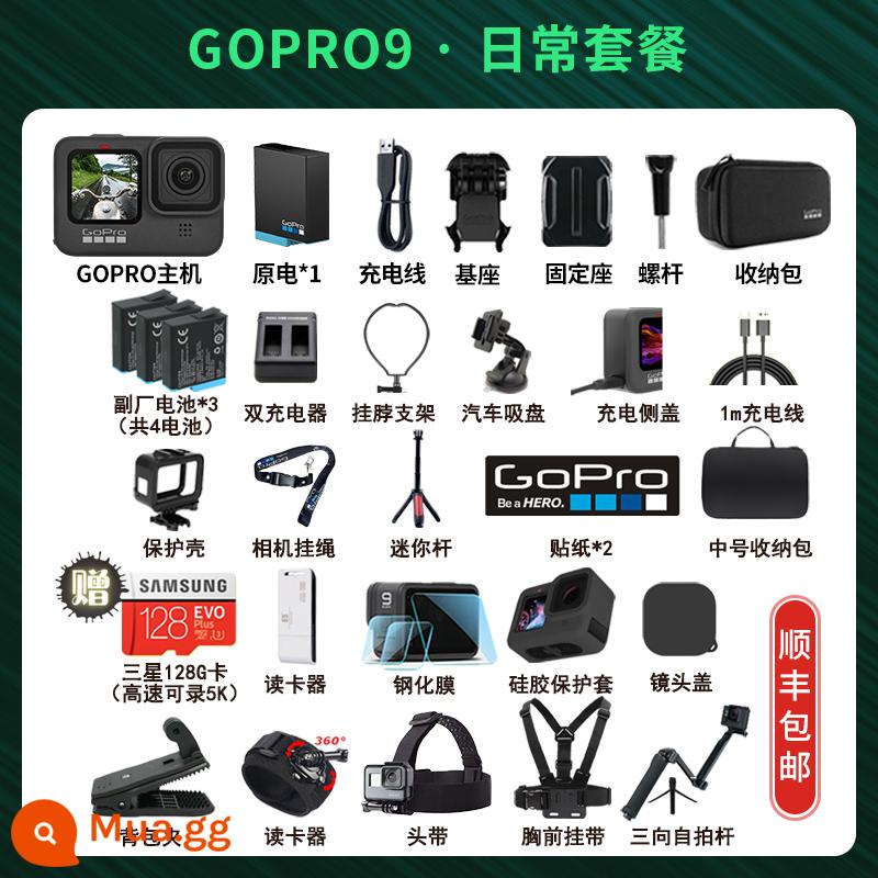 Camera Hành Động GoPro Hero10 Black 5/6/7/8/9MAX360 Camera Toàn Cảnh Dòng VLOG - GoPro9-Daily VLOG Fishing 4 Pin Thẻ 128G