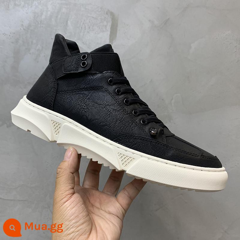 Giày Nam Mùa Thu 2022 Giày Da Mới Hợp Thời Trang Giày Sneakers Nam Giày Ống Cao Giày Lưới Màu Đỏ Phong Cách Thời Trang Nam - đôi giầy đen