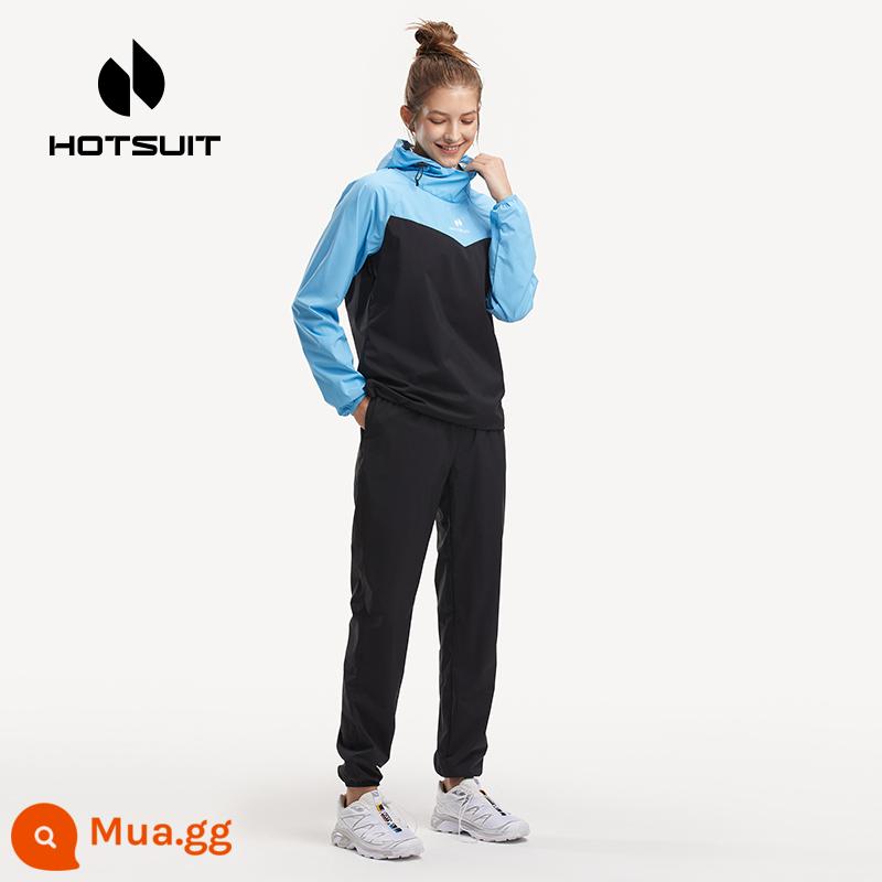 Hotsuit Houxiu mồ hôi phù hợp với tập thể dục chạy mùa thu và mùa đông bùng nổ mồ hôi nữ đào tạo kích thước lớn nhảy dây phù hợp với thể thao nam - Mẫu nữ-Màu xanh bán chạy