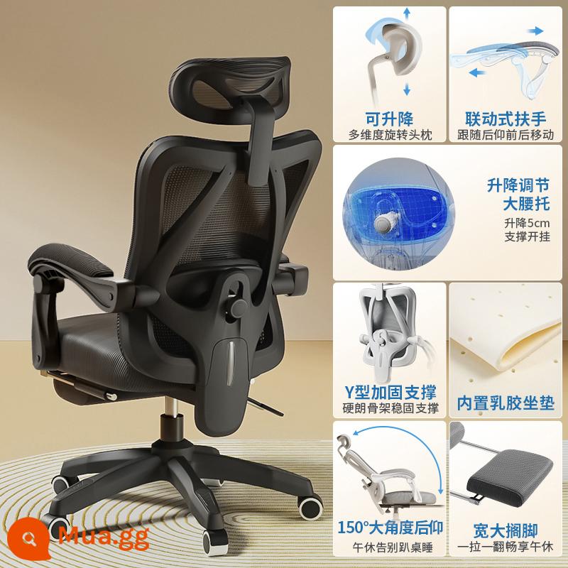 Ghế Ergonomic Ghế Máy Tính Văn Phòng Tại Nhà Ghế Thoải Mái Ít Vận Động Sinh Viên Thể Thao Điện Tử Ghế Phòng Ngủ Ghế Ngả Ghế - Mẫu nâng cấp [khung đen và lưới đen] hỗ trợ thắt lưng có thể điều chỉnh/có thể ngả ra/có chỗ để chân/cao su tích hợp