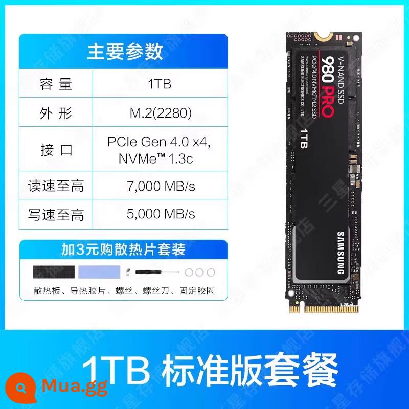 Ổ cứng thể rắn Samsung 980 PRO 1TB NVMe M.2 laptop PS5 máy tính để bàn PCIe4.0SSD - Gói phiên bản tiêu chuẩn 1TB-