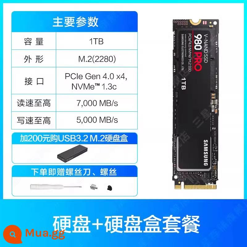 Ổ cứng thể rắn Samsung 980 PRO 1TB NVMe M.2 laptop PS5 máy tính để bàn PCIe4.0SSD - Gói hộp ổ cứng-