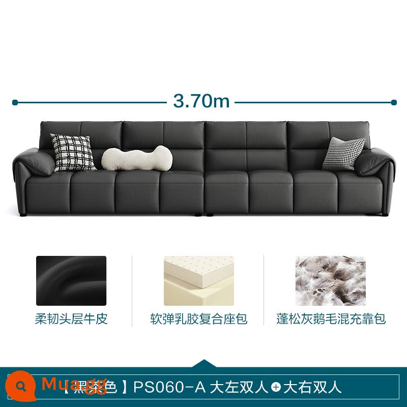 Lin Nhà Phòng Khách Ý Tối Giản Ánh Sáng Sang Trọng Sofa Da Phím Đàn Piano Top Sofa Da Bò Lớn Màu Đen Sofa Bò - [Lớp trên da bò màu vàng | nâu đen] PS060-A đôi lớn bên trái + đôi lớn bên phải