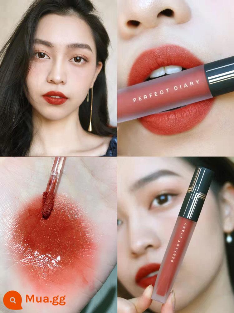 Perfect Diary Lip Glam Lip Velvet To Velvet Matte Matte 909 Thương Hiệu Lớn Chính Hãng V01 Mẫu Nữ Sinh - Velvet Lip Glaze V13# với hàng có sẵn màu nâu cam vàng ánh nhũ lấp lánh