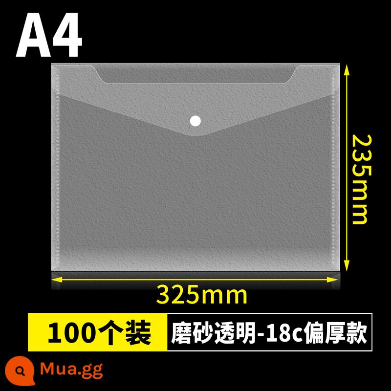 100 túi đựng hồ sơ bằng nhựa dày, túi văn phòng phẩm đựng thông tin lưu trữ a4 trong suốt, hộp đựng đồ sinh viên có logo tùy chỉnh - 100 A4 mờ trong suốt-phiên bản dày hơn 18C
