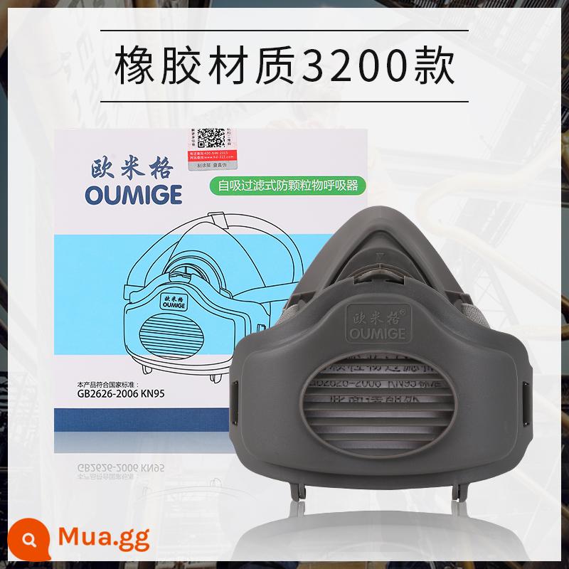 Mặt nạ bụi silicon cao su chống khói hạt bụi công nghiệp mài trang trí mỏ than có thể giặt và dễ thở - Mặt nạ cao su loại 3200 + 100 miếng bông [kính bảo hộ + nút bịt tai miễn phí để thu thập]