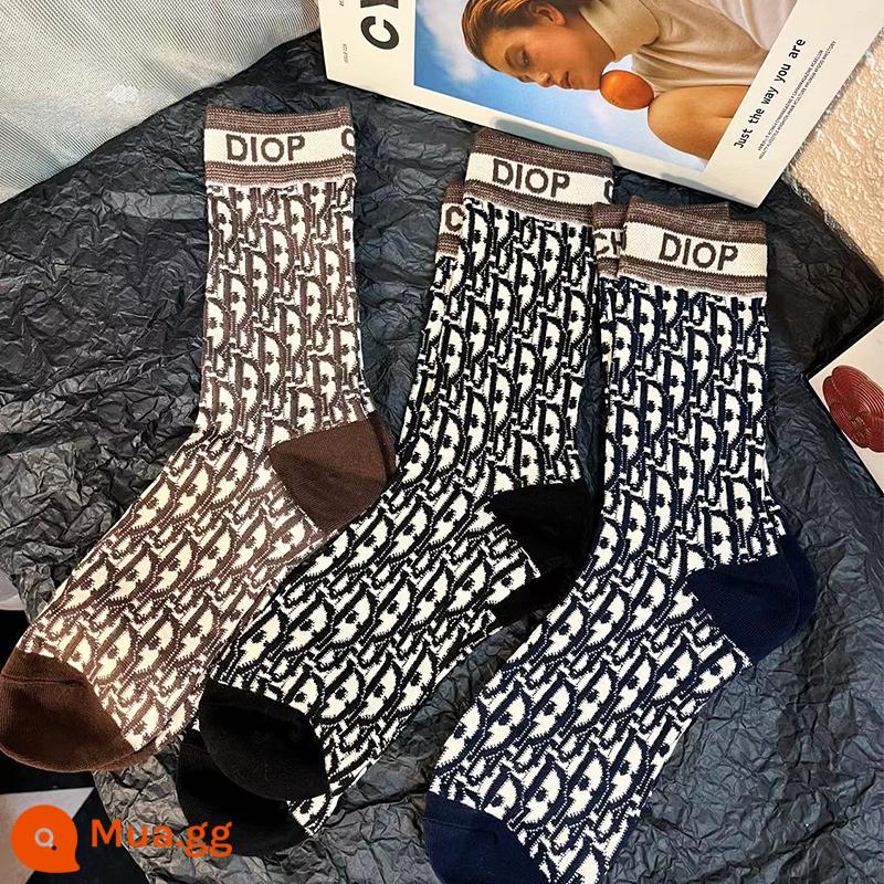 Seesesocks Thư in đầy đủ, vớ thủy triều, vớ hốc châu Âu, vớ truyền cảm hứng đường phố cao, vớ cotton - Chữ in đầy đủ, cặp màu cà phê