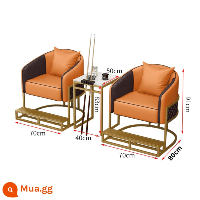 Bàn ghế bida, ghế sofa bida, ghế bida, ghế đánh bài đặc biệt tại sảnh bida, ghế xem bóng, ghế bida giải trí, phong cách mới - Sofa 2 chỗ màu cam có gác chân + bàn cafe