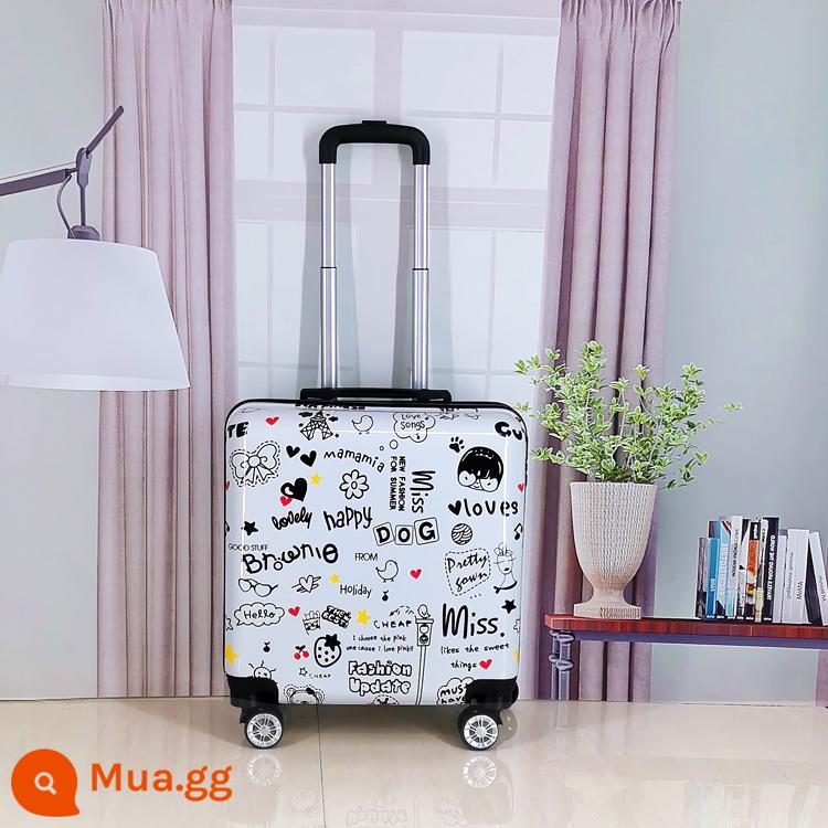 Vali lên máy bay mini 20 inch dành cho phụ nữ hộp xe đẩy nhỏ bằng lưới nhẹ màu đỏ Vali mật khẩu du lịch công tác 18 inch dành cho nam - Chữ Hoạt Hình Màu