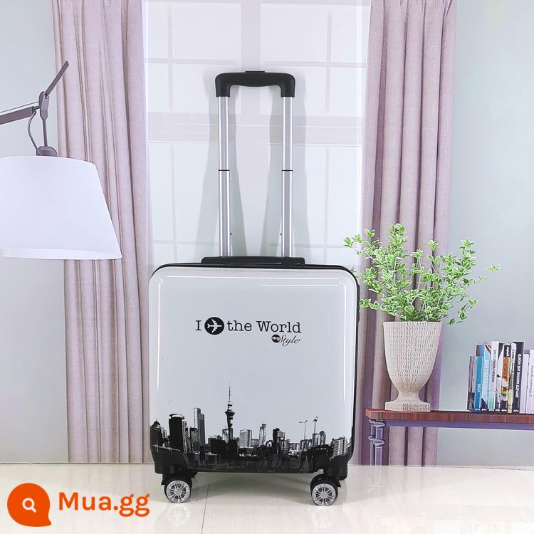 Vali lên máy bay mini 20 inch dành cho phụ nữ hộp xe đẩy nhỏ bằng lưới nhẹ màu đỏ Vali mật khẩu du lịch công tác 18 inch dành cho nam - thành phố máy bay màu trắng nhạt