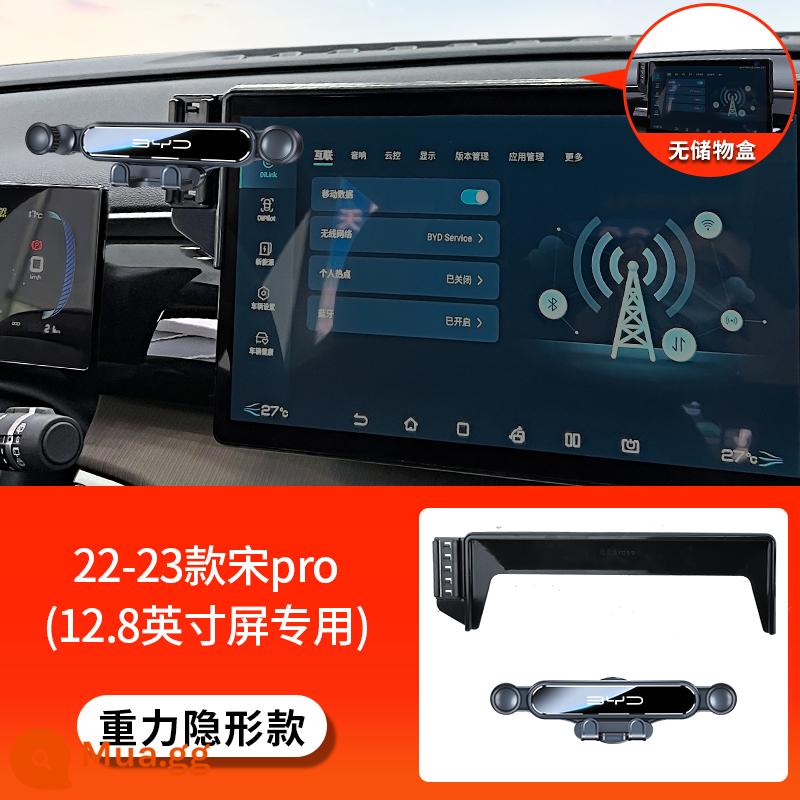 BYD Dolphin Qin PLUS Tang dmi Han EV Song Pro/Max Yuan Kẻ hủy diệt 05 Giá đỡ điện thoại di động trên ô tô chuyên dụng - [Mẫu tàng hình trọng lực] 22-23 Song pro (màn hình 12,8 inch) - không có hộp đựng