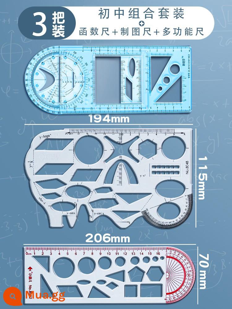 Thước đa chức năng chức năng thước hình học thước đa năng công cụ vẽ sao chép tay mẫu báo thước vẽ thước vẽ thước thẳng thước tam giác văn phòng phẩm học sinh đồ dùng học tập bộ học sinh tiểu học đặc biệt dành cho học sinh trung học cơ sở - Pure Blue - [Nâng cấp vật liệu] Bộ 3 sản phẩm kết hợp dành cho trường trung học cơ sở - Thước chức năng + Thước vẽ + Thước đa chức năng