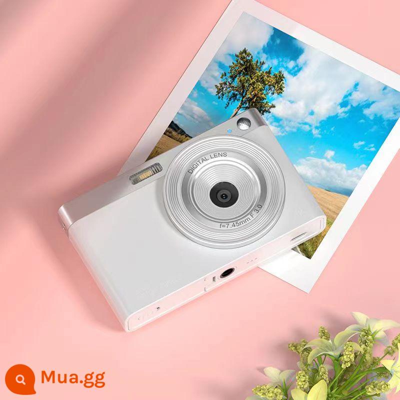 Ống kính có thể thu vào hoàn toàn mới dành cho sinh viên máy ảnh kỹ thuật số vlog HD camera retro ccd bộ lọc làm đẹp chống rung - 50 triệu điểm ảnh màu trắng ngà