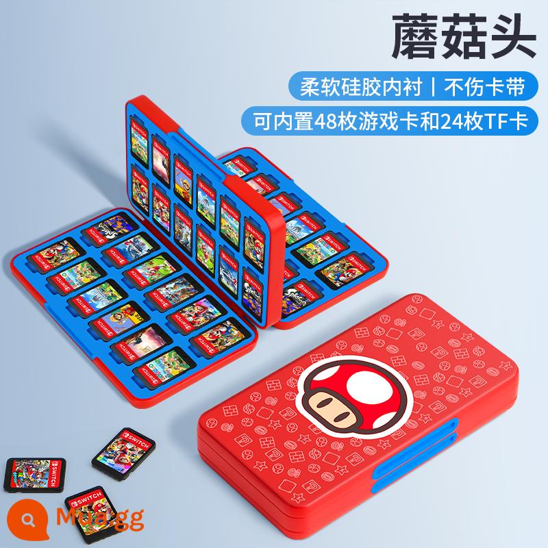 Hộp thẻ chuyển đổi Splatoon 3 Hộp lưu trữ băng cassette Nintendo Thẻ trò chơi Pokémon Zhuzi ns hút từ gói thẻ switcholed dung lượng lớn 24 tay áo bảo vệ gói phụ kiện thợ săn quái vật - Phiên bản nâng cấp silicon gồm 48 miếng [Đầu nấm Mario] có thể lưu trữ 48 băng + 24 thẻ TF√