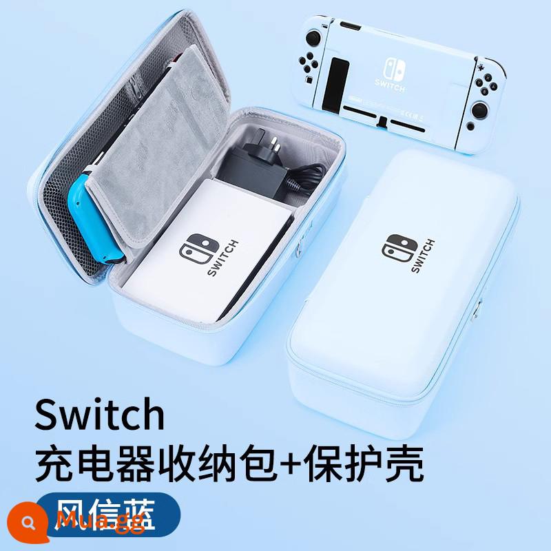 Túi lưu trữ switch chính thức Vỏ bảo vệ switcholed Hộp băng cassette Nintendo ns trọn bộ máy chơi game oled xách tay dung lượng lớn vỏ cứng hộp phụ kiện tay cầm switchlite - Túi đựng công tắc lục bình xanh + hộp bảo vệ [có thể đựng sạc + đế] tích hợp chân đế