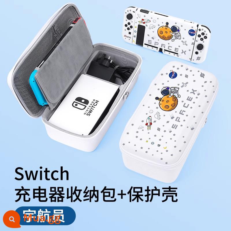 Túi lưu trữ switch chính thức Vỏ bảo vệ switcholed Hộp băng cassette Nintendo ns trọn bộ máy chơi game oled xách tay dung lượng lớn vỏ cứng hộp phụ kiện tay cầm switchlite - Túi đựng công tắc Phi hành gia + Hộp bảo vệ [Có thể giữ bộ sạc + Đế] Chân đế tích hợp