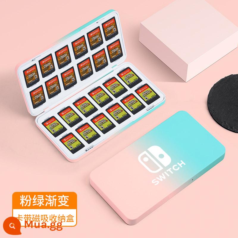 Hộp thẻ chuyển đổi Splatoon 3 Hộp lưu trữ băng cassette Nintendo Thẻ trò chơi Pokémon Zhuzi ns hút từ gói thẻ switcholed dung lượng lớn 24 tay áo bảo vệ gói phụ kiện thợ săn quái vật - Gói 24 miếng√Phong cách từ tính gradient màu hồng và xanh lá cây nguyên bản