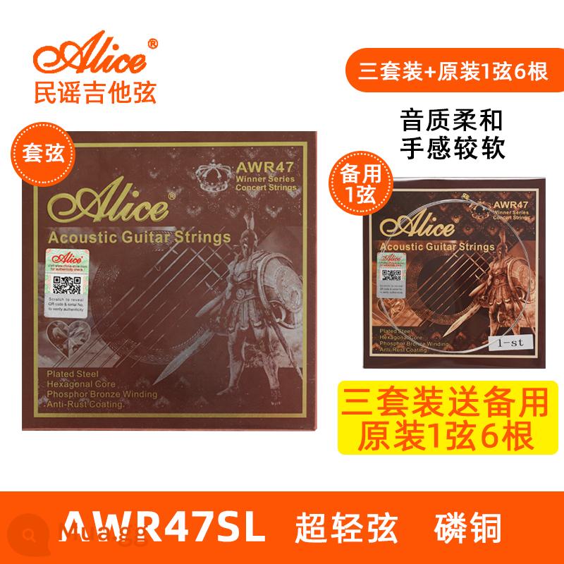 Alice Alice Dây Đàn Guitar Phosphor Đồng Dân Gian Dây Đàn Guitar Acoustic 1 Dây 1 Hyun Bộ 6 Phụ Kiện Xuân Dòng Trọn Bộ - AWR47SL (11-52) ba bộ + 1 dây gốc và 6 dây