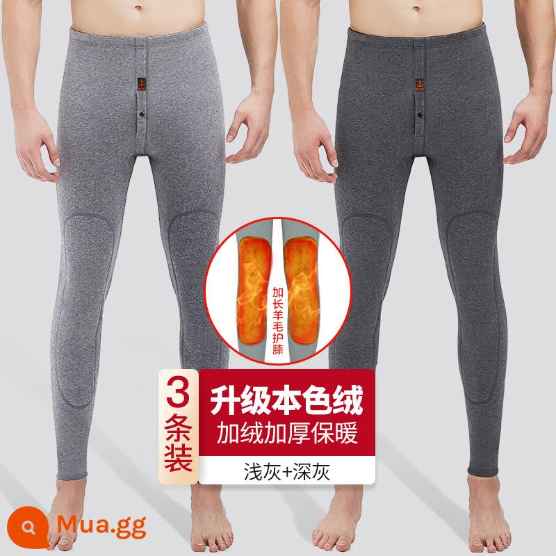 Nanjiren Quần cotton ấm áp cho nam Quần lót nam dày và lông cừu De Winter Mặc bên trong Quần vệ sinh Quần vệ sinh có chứa quần lông cừu len - Xám đậm + xám nhạt + xanh nước biển [ba gói nhung tự nhiên]